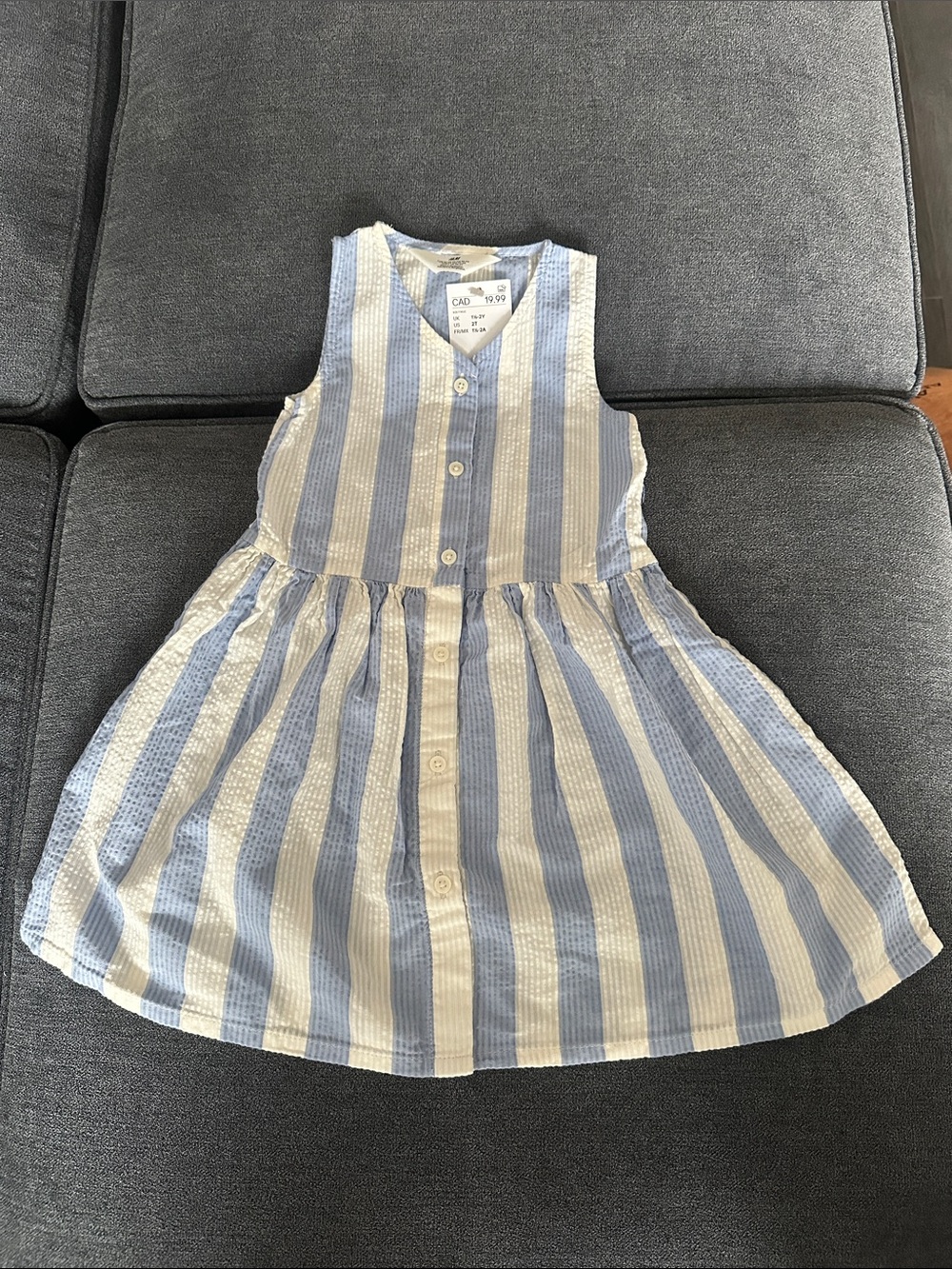 BNWT H&M Blue and White Striped Button-Front Dress